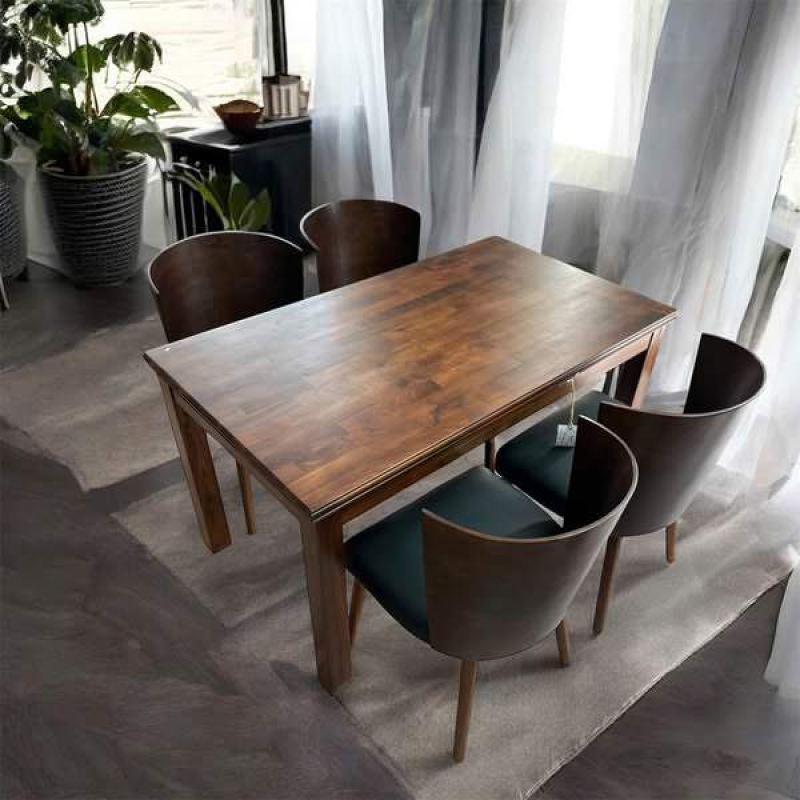 Bộ bàn ghế ăn óc chó lưng cong 