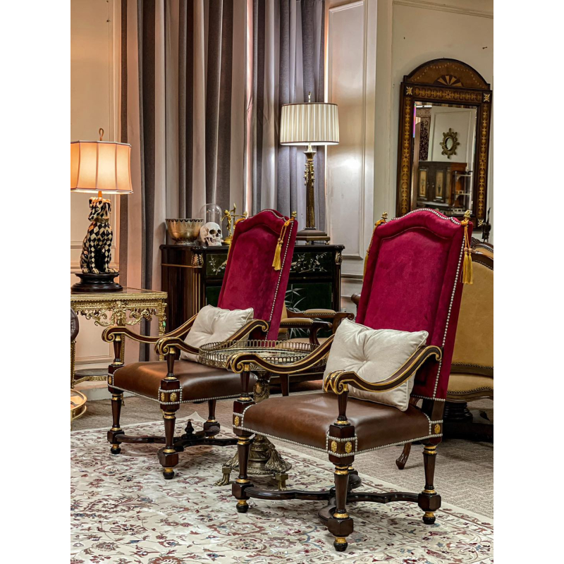Ghế Armchair Lydia nhung đỏ