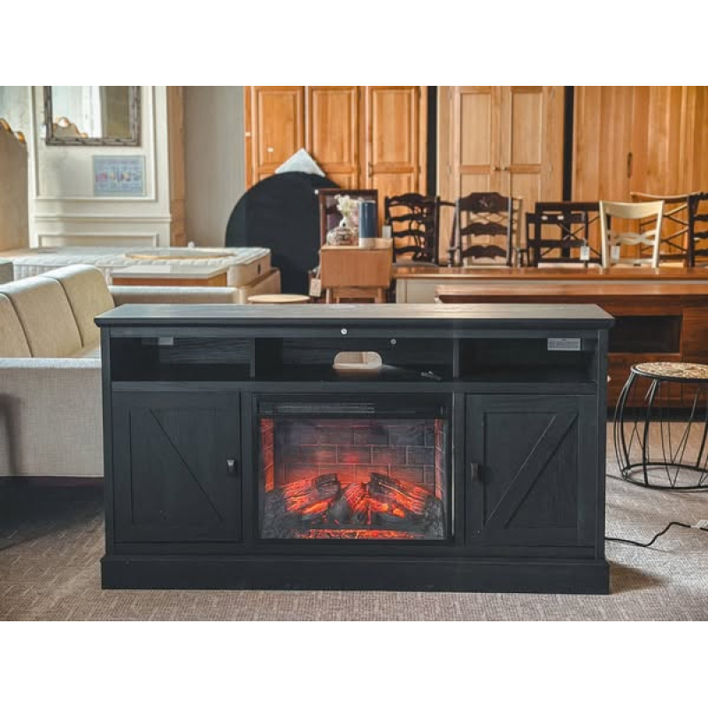 Kệ tivi + Lò sưởi điện Ameriwood Home Ashton Lane