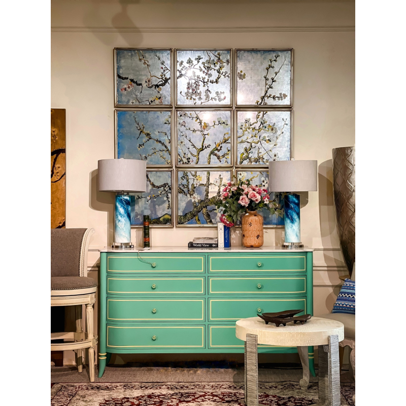 Tủ ngăn kéo xanh mặt đá