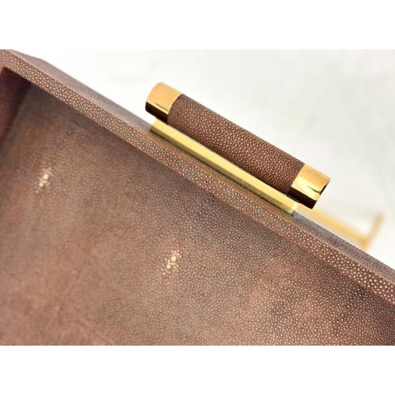 Bàn khay Faux shagreen - Nâu 