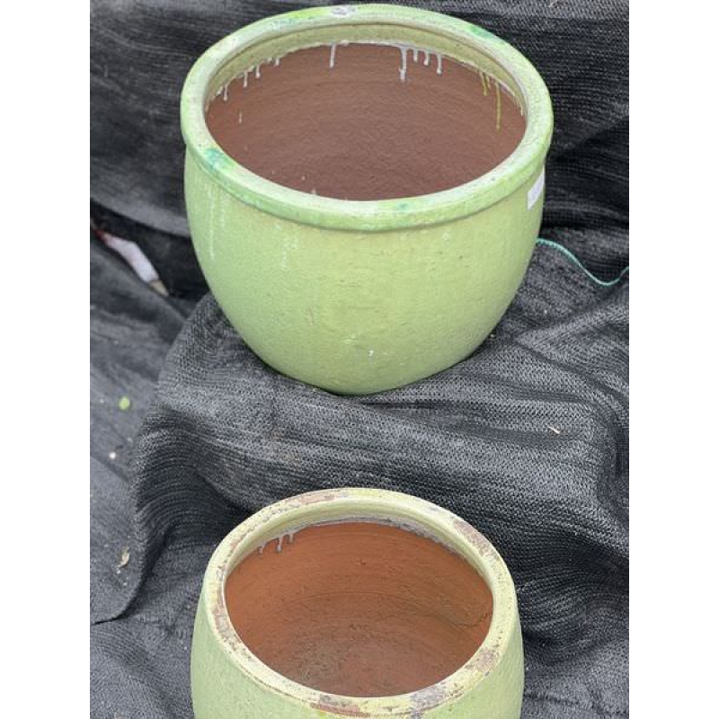 Chậu gốm men xanh lá 